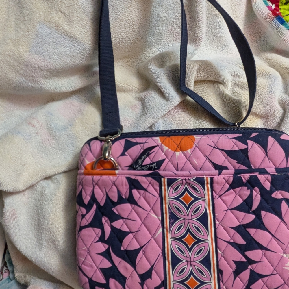 Vera Bradley Pink and Navy Quilted Bag